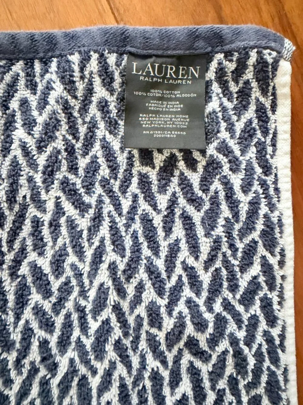 Set of 2 Lauren Ralph Lauren Sanders Basketweave Bath Towels Antimicrobial